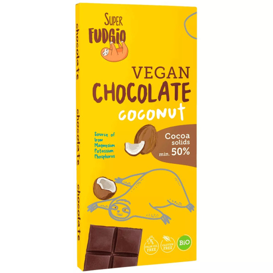 SuperFudgio Шоколад с кокосово мляко и тръстикова захар 80 гр.