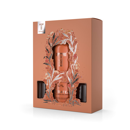Tatratea Gift Box Peach 42% чаен ликьор + чашки