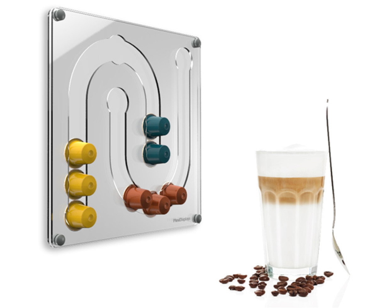 Стенен мини диспенсер Juhu за Nespresso капсули - прозрачен