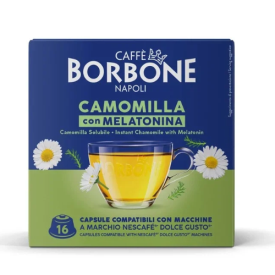 BORBONE camomila con melatonina -Билков чай ​​от лайка с мелатонин-16 бр.съвместими капсули за Dolce Gusto 