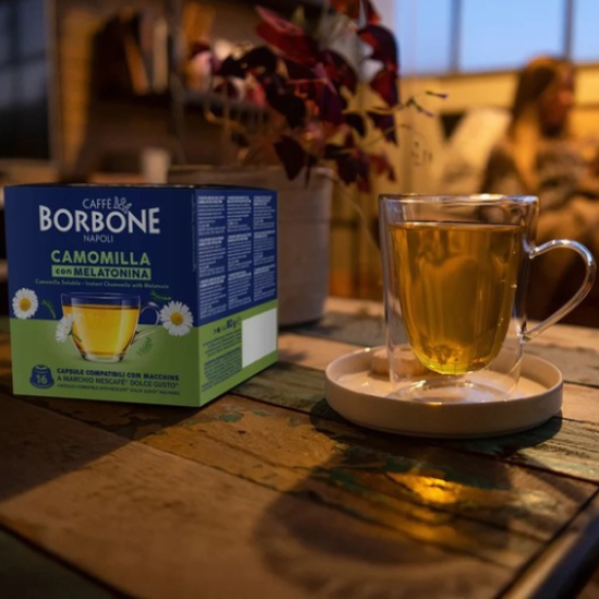 BORBONE camomila con melatonina -Билков чай ​​от лайка с мелатонин-16 бр.съвместими капсули за Dolce Gusto 