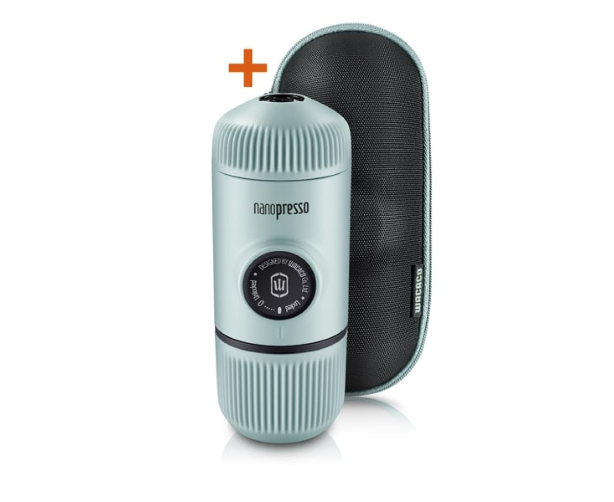 Wacaco® Nanopresso Arctic Blue + калъф – Преносима портативна машина за еспресо