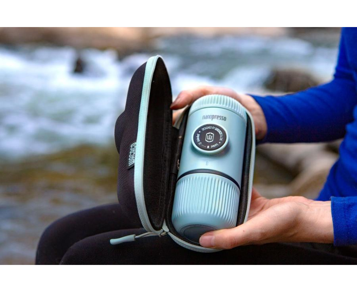 Wacaco® Nanopresso Arctic Blue + калъф – Преносима портативна машина за еспресо