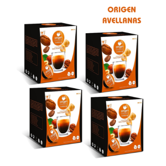 Origen Avellanas капсули с вкус на лешник за Dolce Gusto кафемашина сет 4 кутии