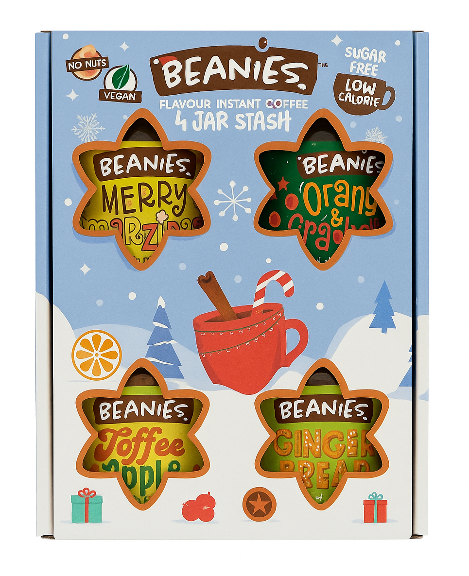 Beanies Коледен празничен комплект с 4 бурканчета | Инстантно кафе | Кафе |