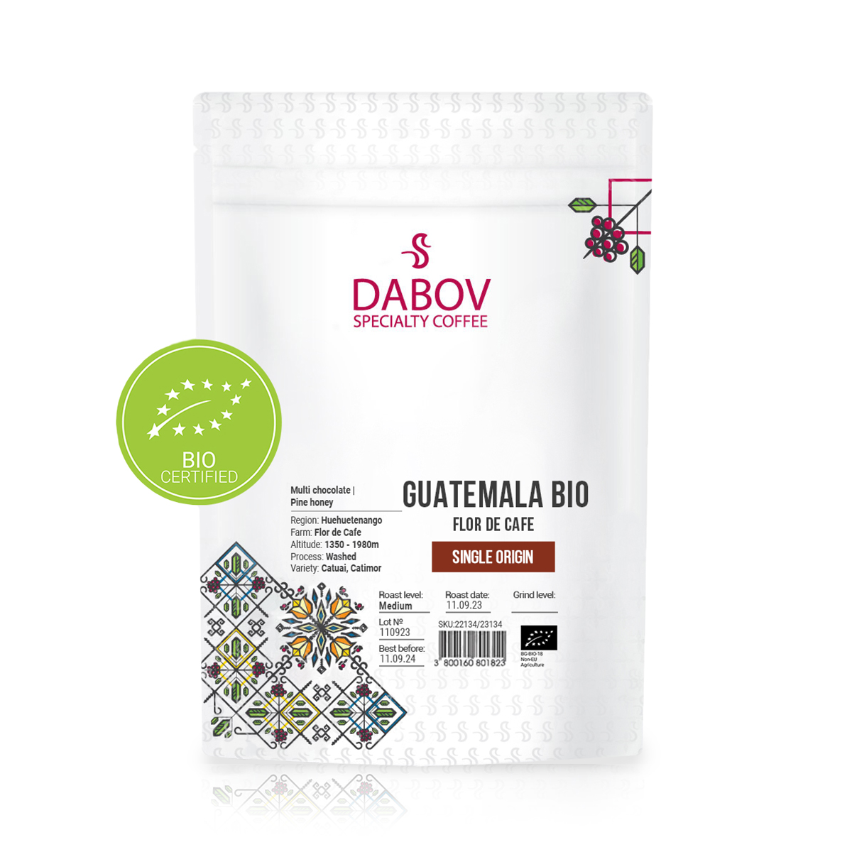 Гватемала био Флор де кафе 200.8 гр кафе на зърна DABOV Specialty Coffee