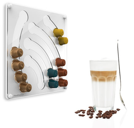 Стенен мини диспенсер водопад за Nespresso капсули - бял