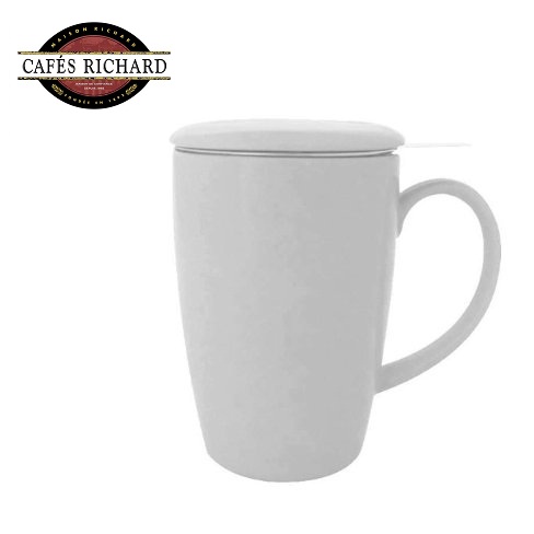 Cafes Richard - Керамична чаша за чай с цедка, бяла