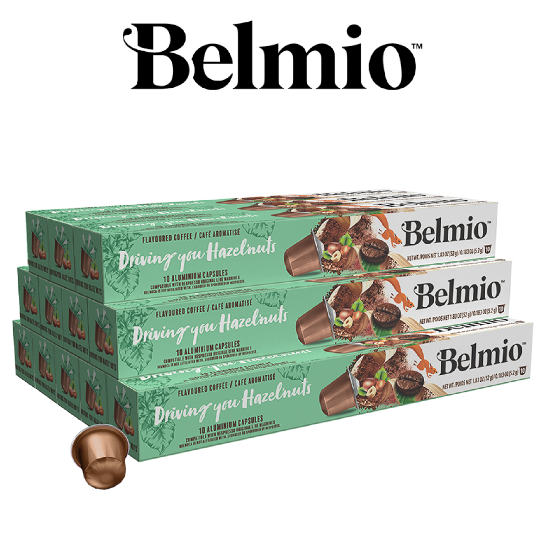 Belmio ПРОМО ПАКЕТ Driving You Hazelnuts 120бр Nespresso съвместими капсули с вкус на Лешник | Belmio | Nespresso съвместими |