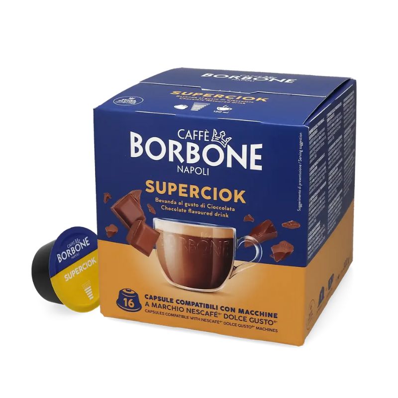 Borbone Superciok горещ шоколад - капсули Dolce Gusto 16 бр | Nescafe Dolce Gusto съвместими | Кафе капсули |