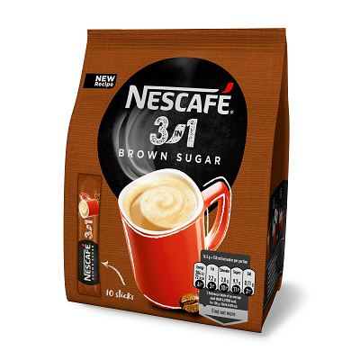 Nescafe 3in1 Brown Sugar в плик, 10 бр